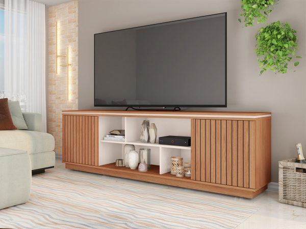 Rack Mesa Para Tv Symmetry 180 X 57 X 38- Freijo Off White