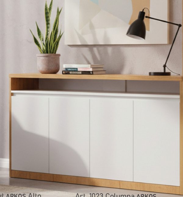 Bahiut Vajillero Alto Arkos 1.50 X 0.85. Blanco Con Paraiso