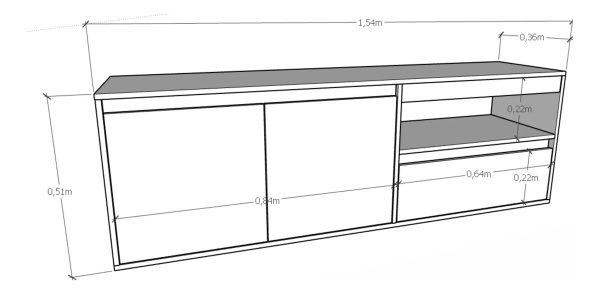 Rack Bahiut Para Tv 2 Puertas, 1 Cajon. Cod. 4027 Tables