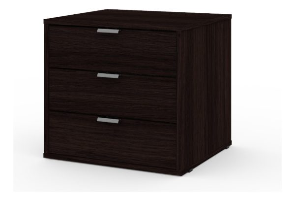 Cajonera De 3 Cajones Dielfe Con Manija De Aluminio L Color Wengue