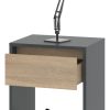 Mesa De Luz Moderna Mesita De Noche Línea Niza Gris Y Roble Kendal 1 Cajón Frente Símil Madera Estante Inferior Melamina... Mate Gris / Roble Kendal