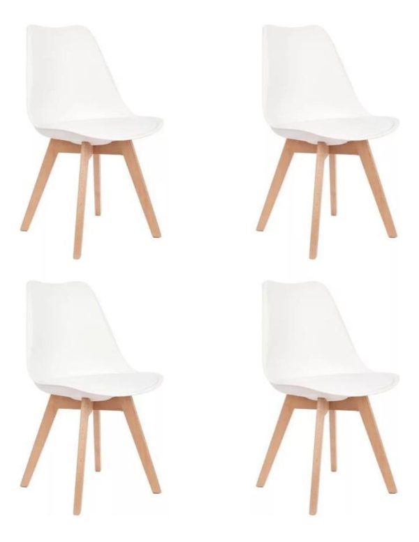 D_640416-MLA99951222321_112025-F.jpg Set De 4 Sillas Eames Tulip White Marrón Claro Blanco