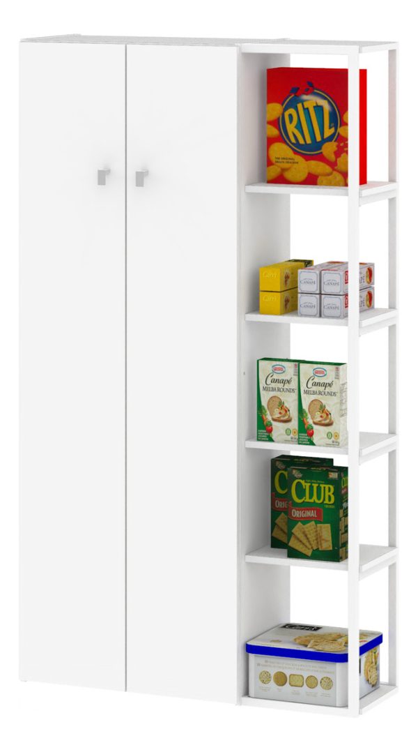 Despensero De Dos 2 Puertas Mueble Alacenero Organizador Con Estantería Integrada Izquierda O Derecha 4 Estantes Internos Ajustables De Cocina Melamina 150cm Color Blanco Multifunción D060e Dielfe