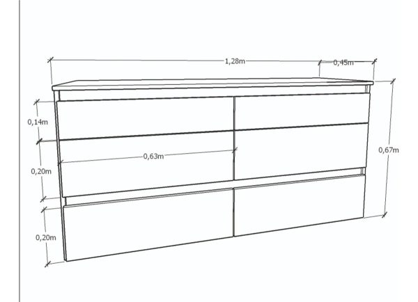Comoda 6 Cajones Con Maquillador Tables 3114 Color Nevado Gris