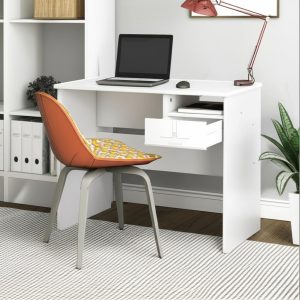 Escritorio Mesa Pc 0,90m 1caj 1estante Computacion Melamina+ Color Blanco