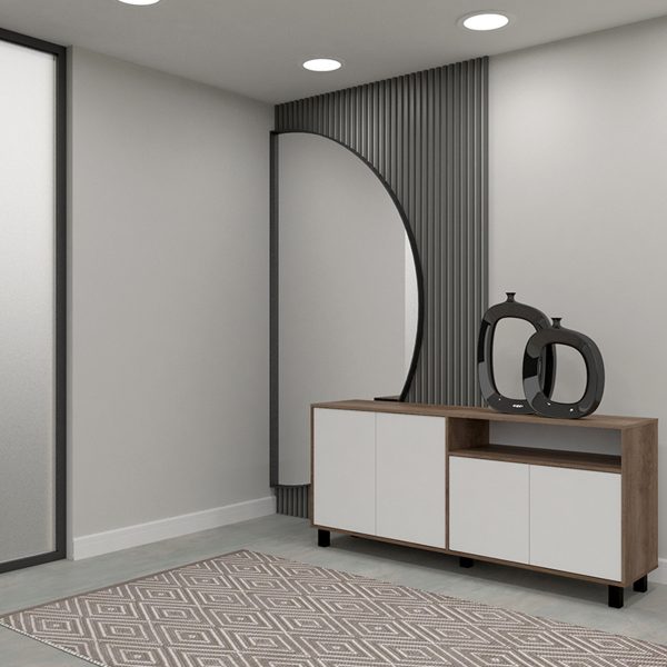 Vajillero Doors 4 Puertas 1,70 Mt Bahiut Color Nebraska Gris Blanco
