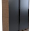 Placard Ropero 2 Puertas Corredizas 4 Cajones 212 X 120 Cm Color Nogal/negro