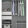 D_677092-MLU77963708349_072024-F.jpg Placard Ropero Puertas Corredizas 135 X 195cm 4 Estantes 2 Cajones Guarda Ropa Perchero Color Blanco Melamina Plo135 Dielfe