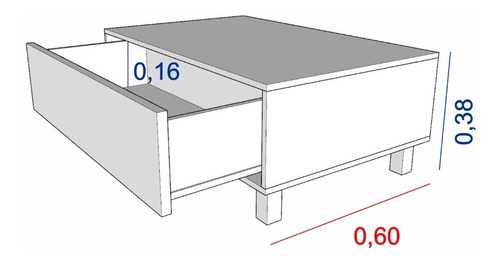 Mesa Ratona Moderna Escandinava 91x60 Cm Cajon Oculto Living Color Olmo Everest