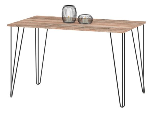 Mesa Comedor Living Cocina Rectangular 1,20mt Industrial Atakama Patas Negras Dielfe Negro