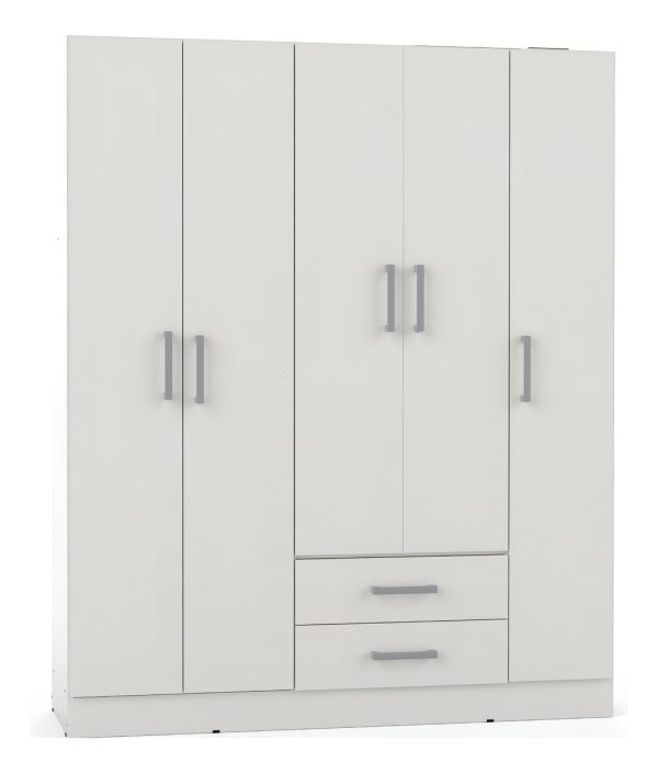 Placard Orlandi Bahía 1.51 Color Blanco De Melamina Con 5 Puertas Batientes