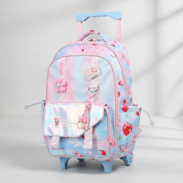 Mochila Chimola Carro 18 Pulgadas My Friends Strawberry Sky Floreado