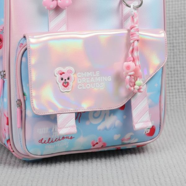 Mochila Chimola Carro 18 Pulgadas My Friends Strawberry Sky Floreado