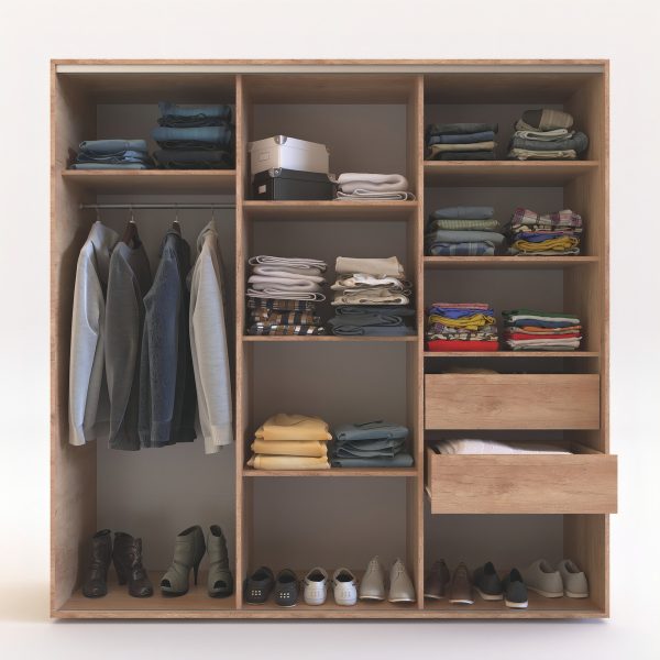 Placard Delos Melamina 4 Puertas 2 Corredizas Color Roble Nebraska 180cm Roble Nebraska Natural