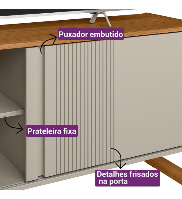 D_706612-MLU73096494732_112023-F.jpg Estante Para Tv Gold Linea Brasil De 55 Pulgadas, Color Natural/blanco Roto