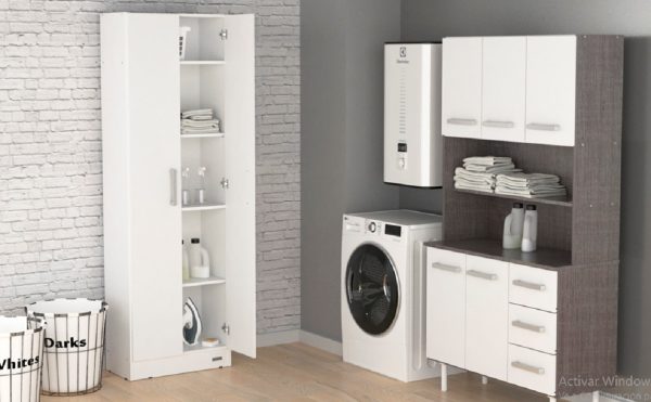 Escobero Organizador De Limpieza 1,80m 2 Puertas Blanco