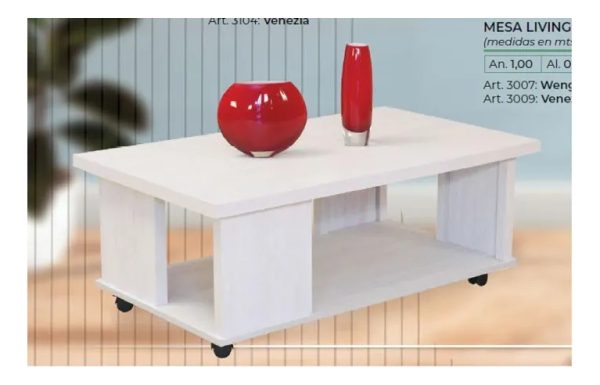 Mesa Ratona De Centro Living. Melamina. 100cm. X60 Cod. 3007
