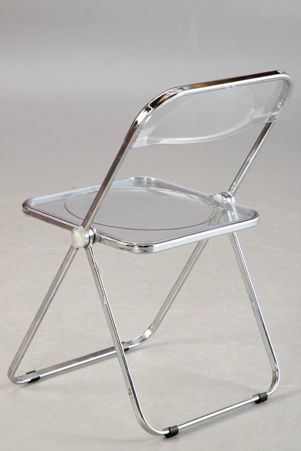 Silla De Comedor Nhome Acrylic Plegable Transparente Estructura De La Silla Plateado Diseño De La Tela Acrilico Transparente