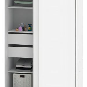 D_746392-MLU77743183778_072024-F.jpg Placard Ropero Puertas Corredizas 135 X 195cm 4 Estantes 2 Cajones Guarda Ropa Perchero Color Blanco Melamina Plo135 Dielfe