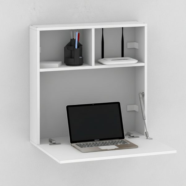 Escritorio Habitacion Oficina Juvenil Hogar Flotante Plegable Espacio Reducido Moderno Blanco Eco063 Dielfe