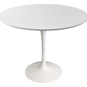 Mesa De Comedor Redonda Tulipa, Saarinen, Cubierta De 90 Cm, Color Blanco