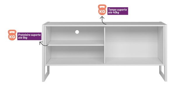 D_758956-MLU73179816213_112023-F.jpg Estante Para Tv Gold Linea Brasil De 55 Pulgadas, Color Natural/blanco Roto