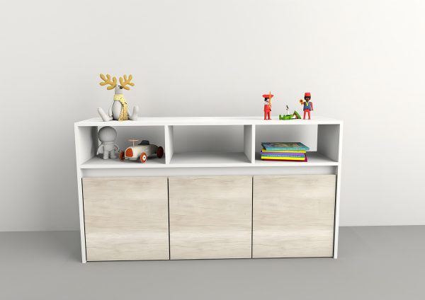 Mueble Juguetero Guardado Organizador Juguetes Baul C Ruedas Color Nevado/everest