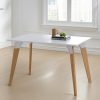 Mesa Rectangular Dielfe Oslo Para Comedor O Cocina Blanco Roble Natural