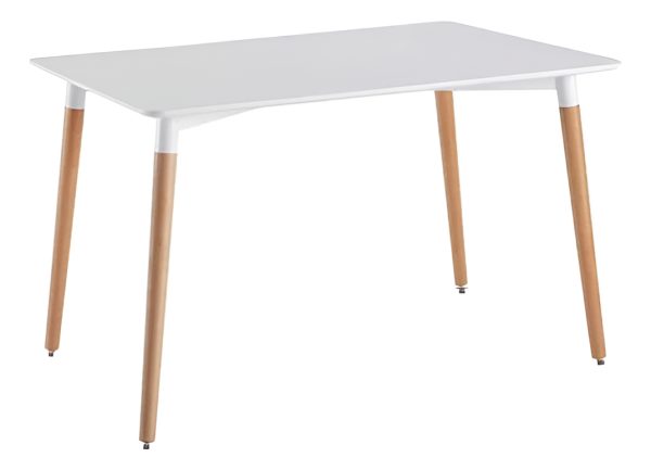 Mesa Eames Comedor Rectangular Nordica 120 X 80 Blanco Con Patas Marron