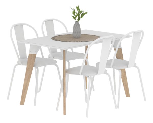 Mesa Rectangular Dielfe Oslo Para Comedor O Cocina Blanco Roble Natural