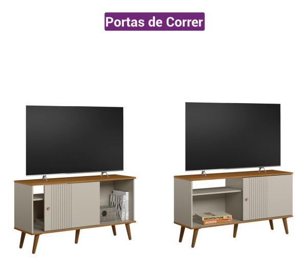 Estante Para Tv Rubi Linea Brasil De 50 Pulgadas, Color Natural/blanco Roto