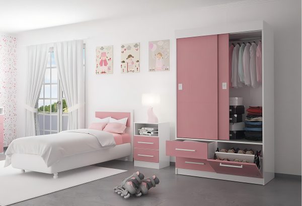 D_790134-MLA79735274403_102024-F.jpg Placard Delos Melamina 2 Puertas Corredizas 2 Cajones Azul Acero