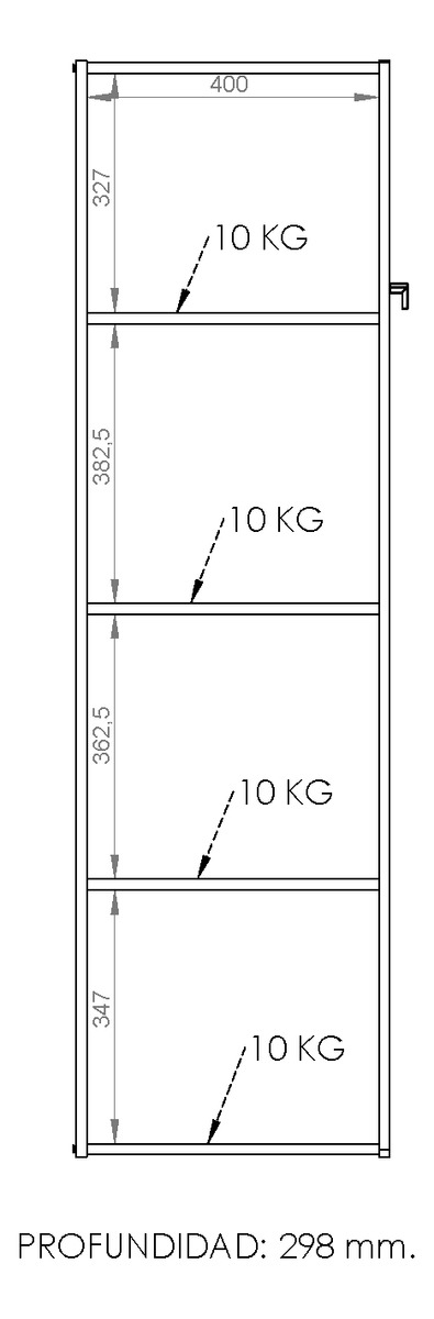 Despensero De Una 1 Puerta Mueble Alacenero Organizador Con Estantería Integrada Izquierda O Derecha + 4 Estantes Internos Ajustables De Cocina Melamina 150cm Color Blanco Multifunción Dielfe D050e