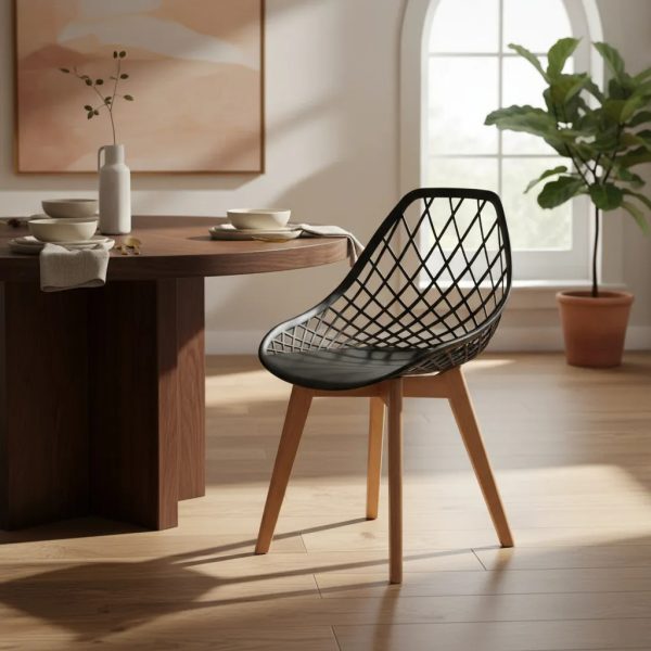 4 Sillas Eames New Tulip Modelo Moderno Base Madera Negra