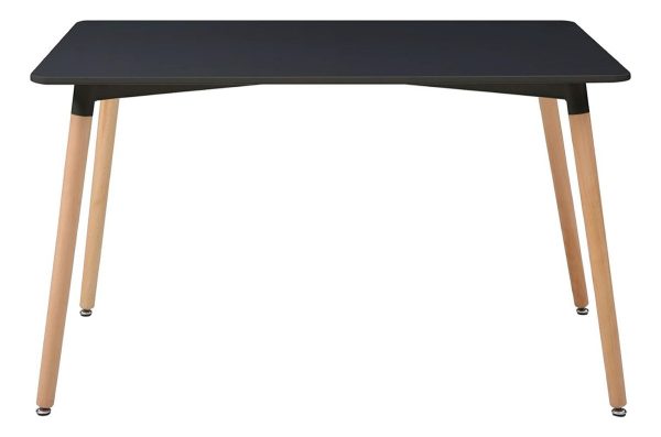 Mesa De Comedor Top Living Eames Nórdica De 1.20 Negra Tapa Negro Patas Marrón Claro