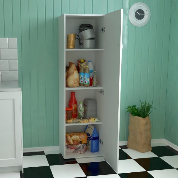 Despensero Cocina Alacena Organizador De Guardado 1 Puerta 4 Estantes Blanco Melamina Resistente Compacto Multiuso Despensa Hogar Comedor Moderna Fácil Limpieza D050 Dielfe