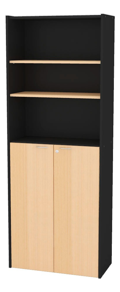 Biblioteca Estanteria Ptas Bajas Melamina 18 Oficina Hogar + Color Negro - Haya