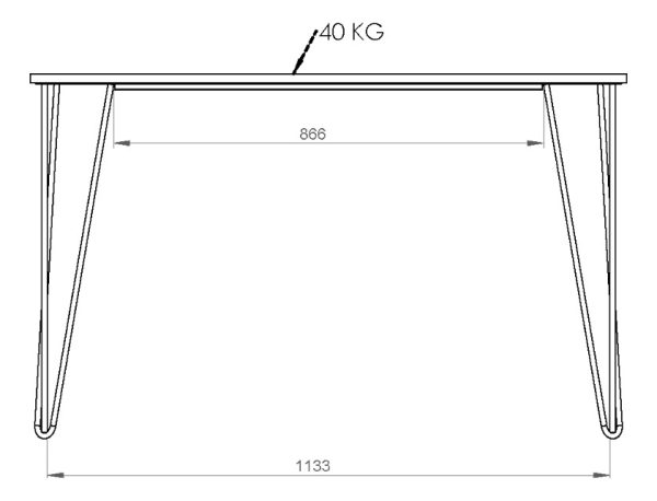 Mesa Comedor Living Cocina Rectangular 1,20mt Industrial Atakama Patas Negras Dielfe Negro
