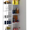 Despensero De Una 1 Puerta Mueble Alacenero Organizador Con Estantería Integrada Izquierda O Derecha + 4 Estantes Internos Ajustables De Cocina Melamina 150cm Color Blanco Multifunción Dielfe D050e