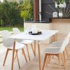 Mesa Eames Comedor Rectangular Nordica 120 X 80 Blanco Con Patas Marron