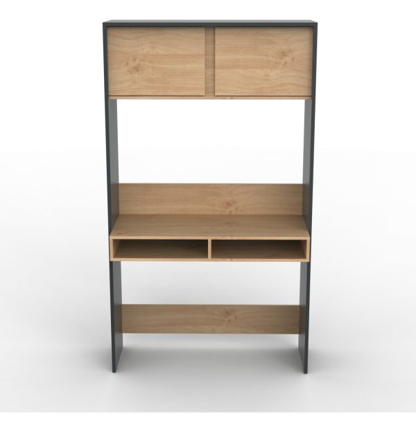 Escritorio Para Oficina Hogar Escritorios Madera Melamina Niño Adulto Habitacion Juvenil 182 Cm Gris Roble Kendal Puertas Estantes Linea Niza Epn100 Dielfe