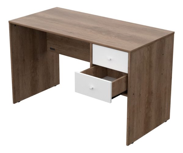 D_833495-MLA91232039399_082025-F.jpg Escritorio Classic Mueble Pc 2 Cajones Oficina Mesa Estudio Nebraska Gris