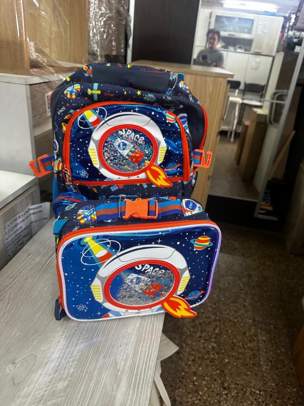 Mochila Escolar, Lunchera Y Monedero. Space. Vest