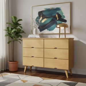 D_836123-MLA99970094637_112025-F.jpg Cómoda Inmacol 127 Nórdica 6 Cajones Madera Pino Marrón Claro