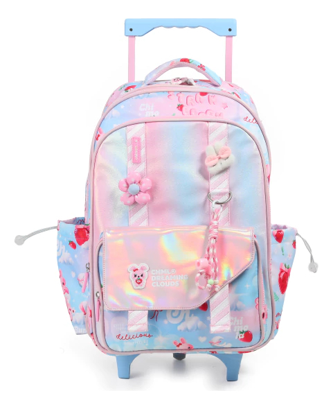 Mochila Chimola Carro 18 Pulgadas My Friends Strawberry Sky Floreado