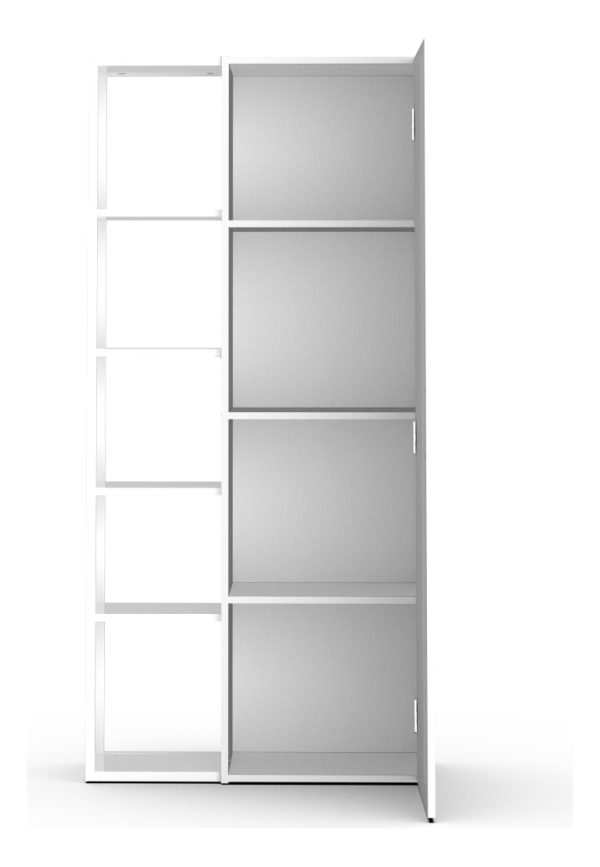 Despensero De Una 1 Puerta Mueble Alacenero Organizador Con Estantería Integrada Izquierda O Derecha + 4 Estantes Internos Ajustables De Cocina Melamina 150cm Color Blanco Multifunción Dielfe D050e