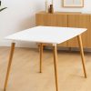 Mesa Nordica Eames Rectangular Comedor 140 X 80 Tapa Blanco Patas Natural Marrón