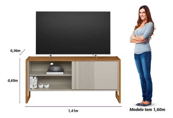 D_869187-MLU73179540893_112023-F.jpg Estante Para Tv Gold Linea Brasil De 55 Pulgadas, Color Natural/blanco Roto