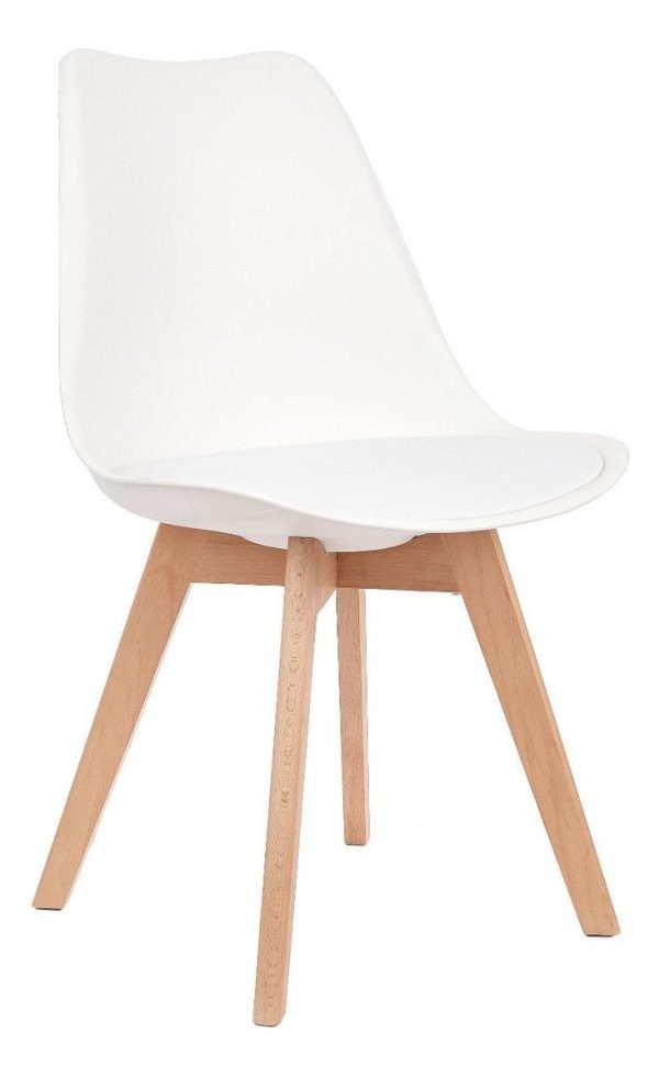 D_872050-MLU75513735914_042024-F.jpg Set De 4 Sillas Eames Tulip White Marrón Claro Blanco