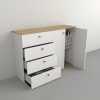 D_872640-MLA93084772350_092025-F.jpg Bahiut Vajillero Modular Moderno Melamina 4 Cajones 2 Puertas Blanco Olmo Everest